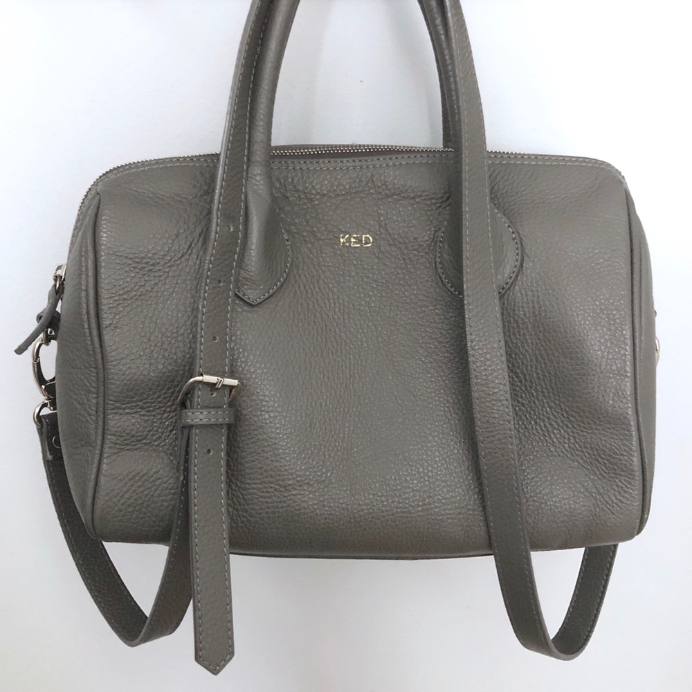 Mark & Graham Grey Leather Satchel Crossbody Bag